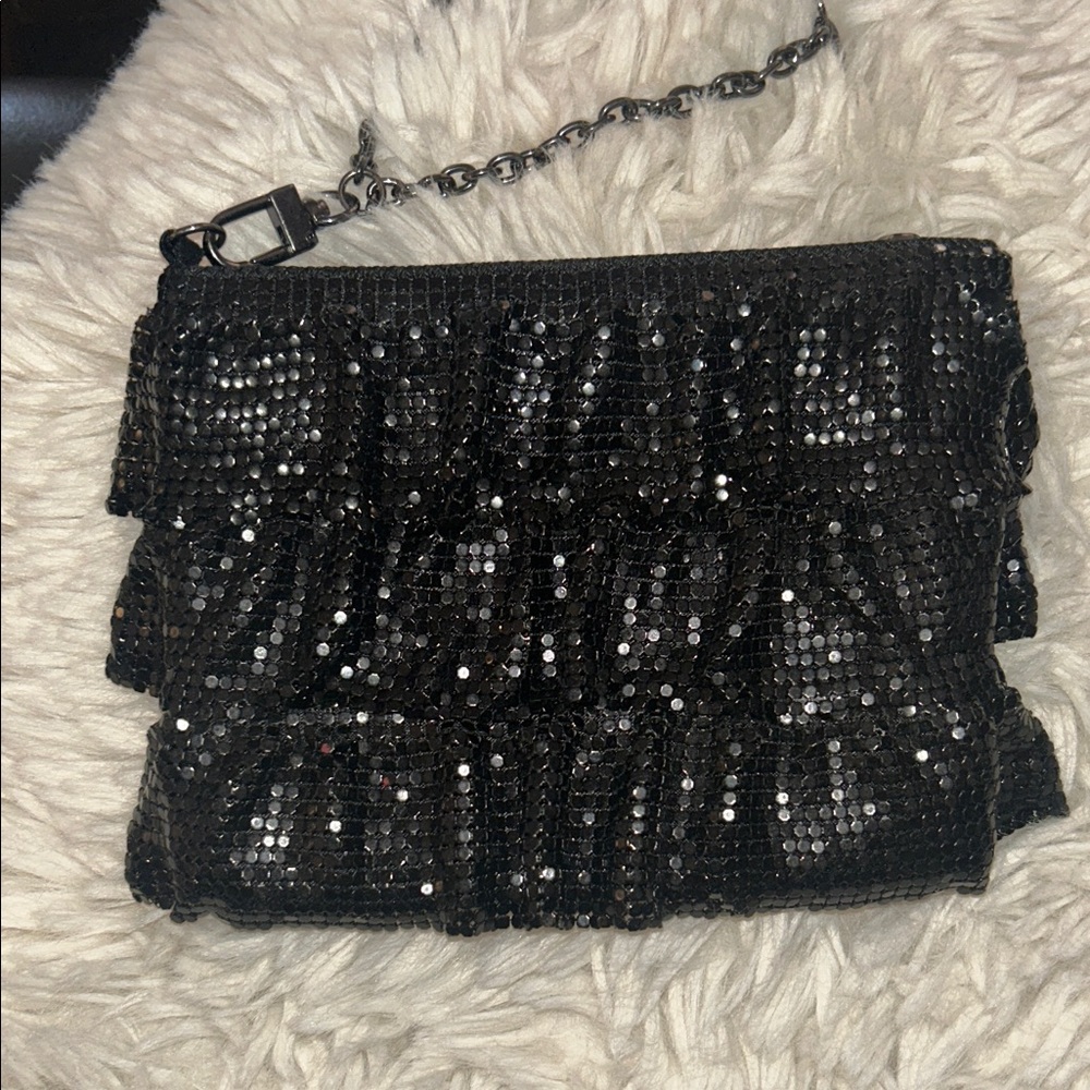 BCBGMaxAzria Black Sequin Wristlet